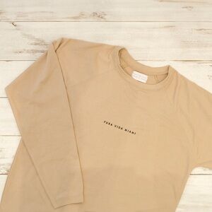 Beige pura vida Miami crewneck sweater